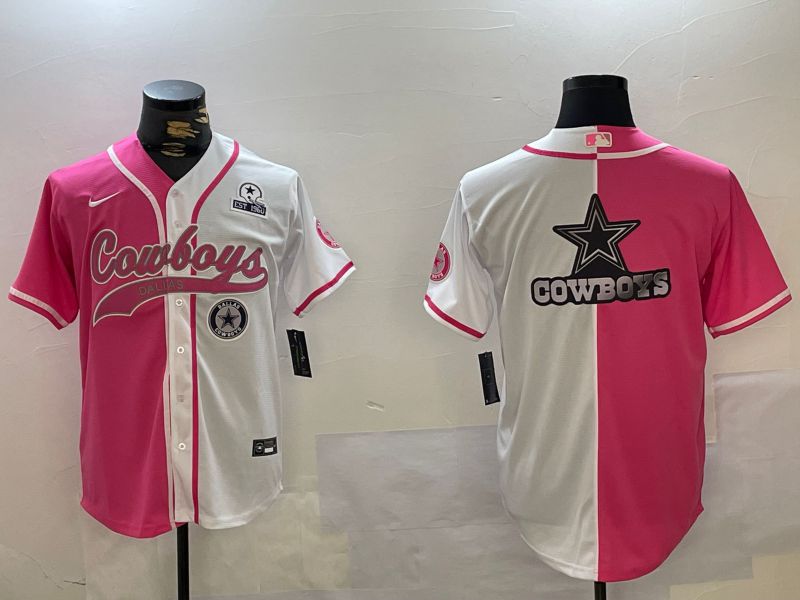 Men Dallas Cowboys Blank white pink Joint Name 2024 Nike Limited NFL Jersey style 1->baltimore ravens->NFL Jersey